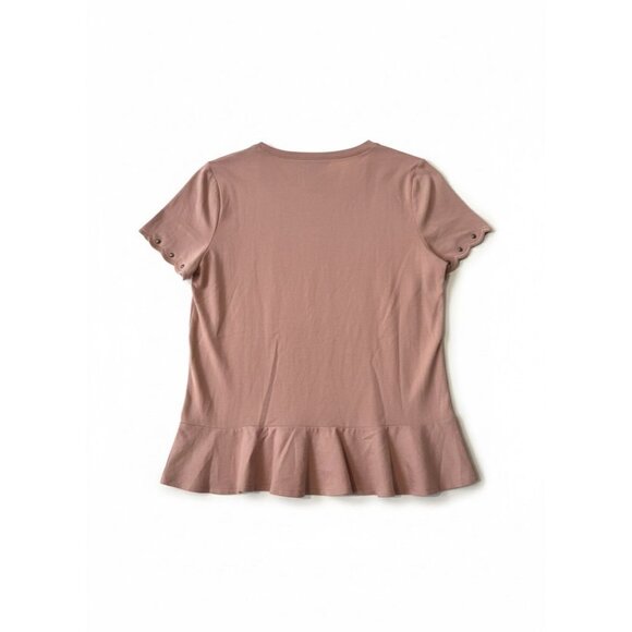 Kate Spade Blush Pink Top Blouse Ruffle Stud Tee Short Sleeve Farmhouse Casual - Picture 3 of 4